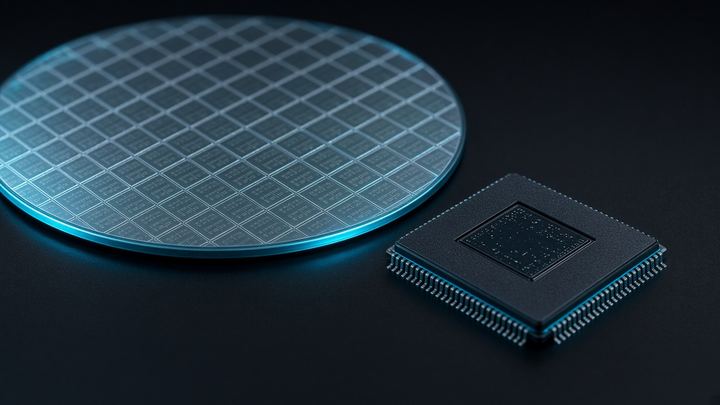 Macro view of a silicon chip